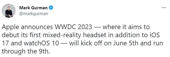 WWDC23大会定档6月6日开启！首款混合现实设备即将到来