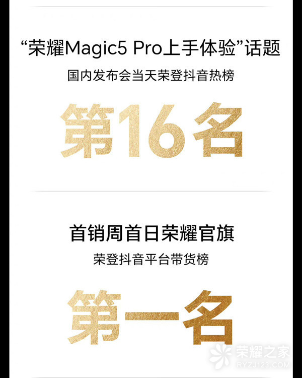 荣耀Magic5系列首销周斩获多个销售冠军，成绩傲人